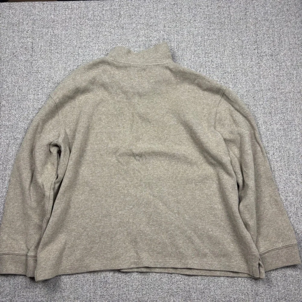 Polo Ralph Lauren Mens XL Quarter Zip Pullover Sweater Tan Cotton Heather Short